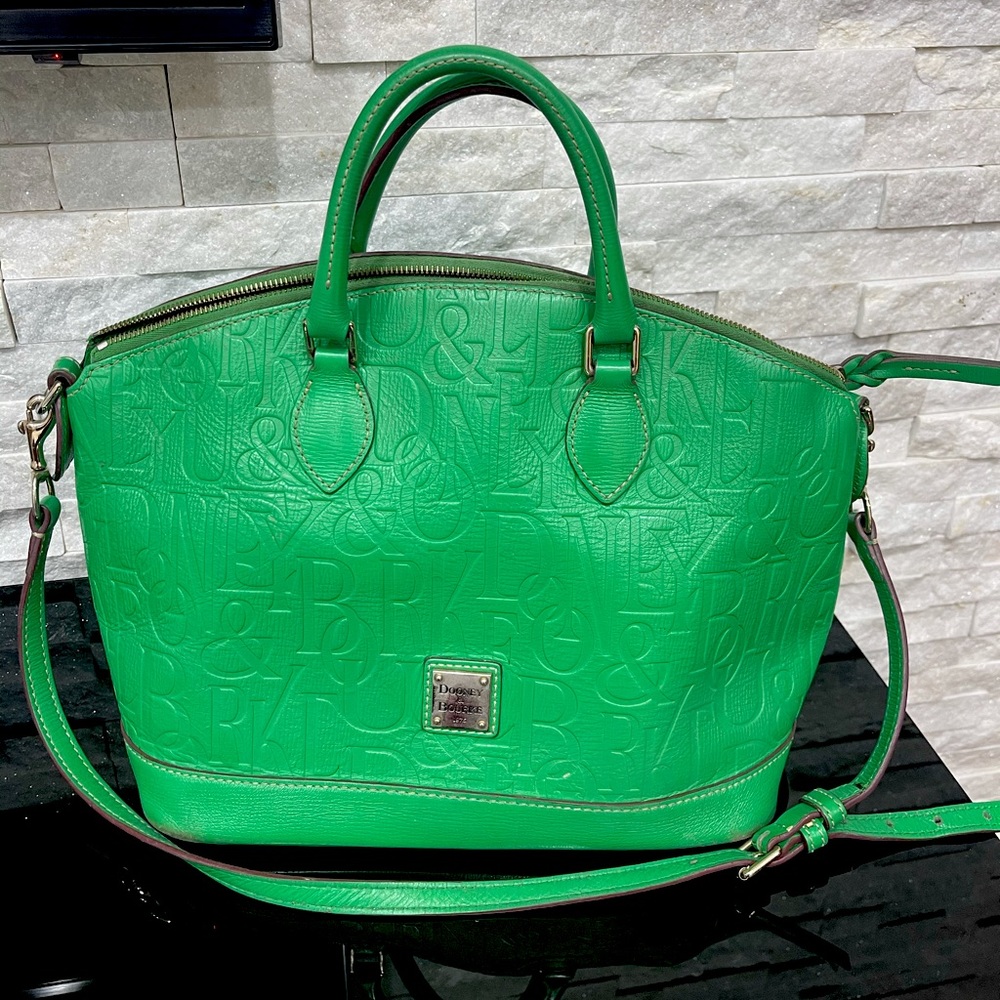 DOURNEY & BOURKE EMBOSSED LETTER SHOULDER BAG